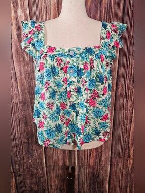 New 77 Park Ruffle Button Front Top Size XL